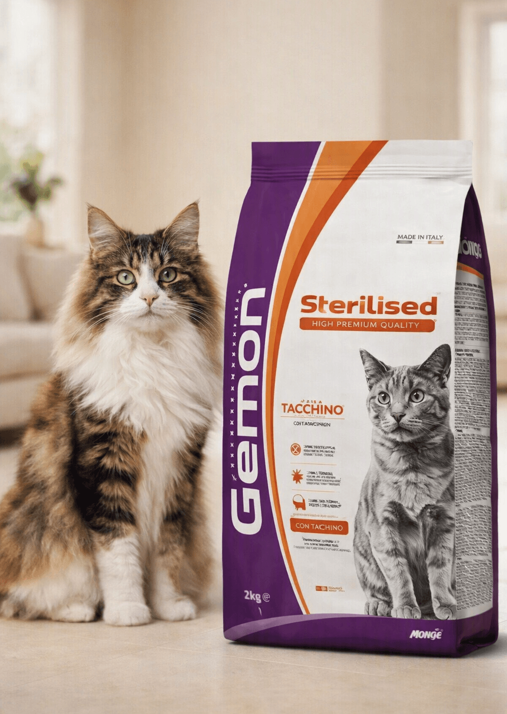 GEMON STERILISED PAVO y SALMON x 2 KG